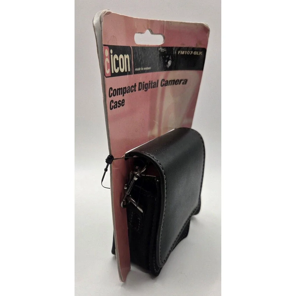 VTG 2006 Icon FM107 Compact Digital Camera Case Faux Leather Black NIB NOS